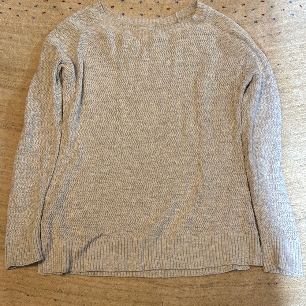 Loft Light Gray Women's Knit Crewneck Sweater large